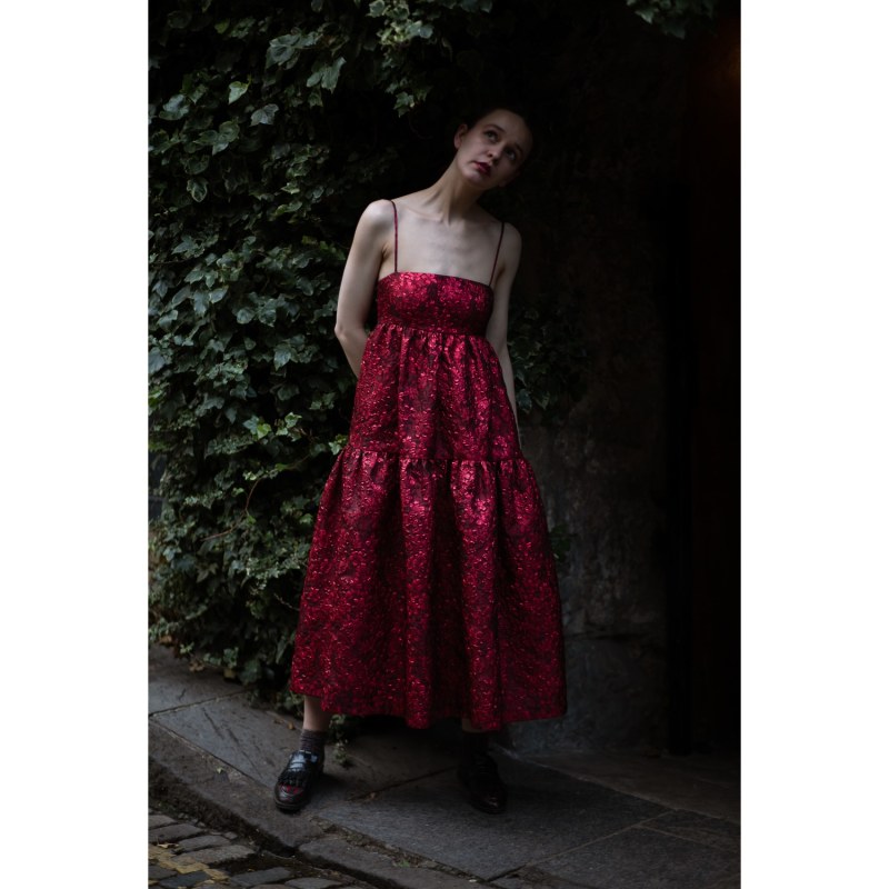 Thumbnail of Valentina Red Brocade Party Dress image