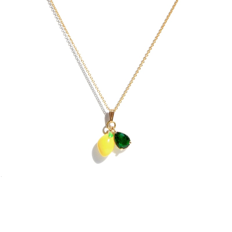 Thumbnail of Fruity Chain Necklace with Enamel and Crystal Pendant Lemon image