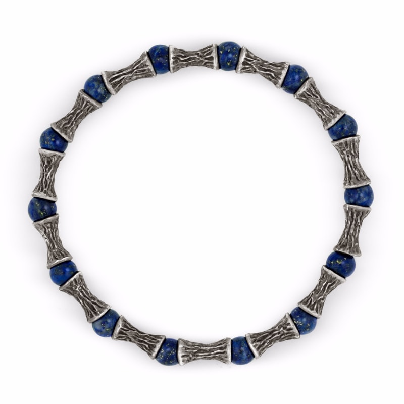 Thumbnail of Lapis Lazuli Beads Oxidized Sterling Silver Bracelet image