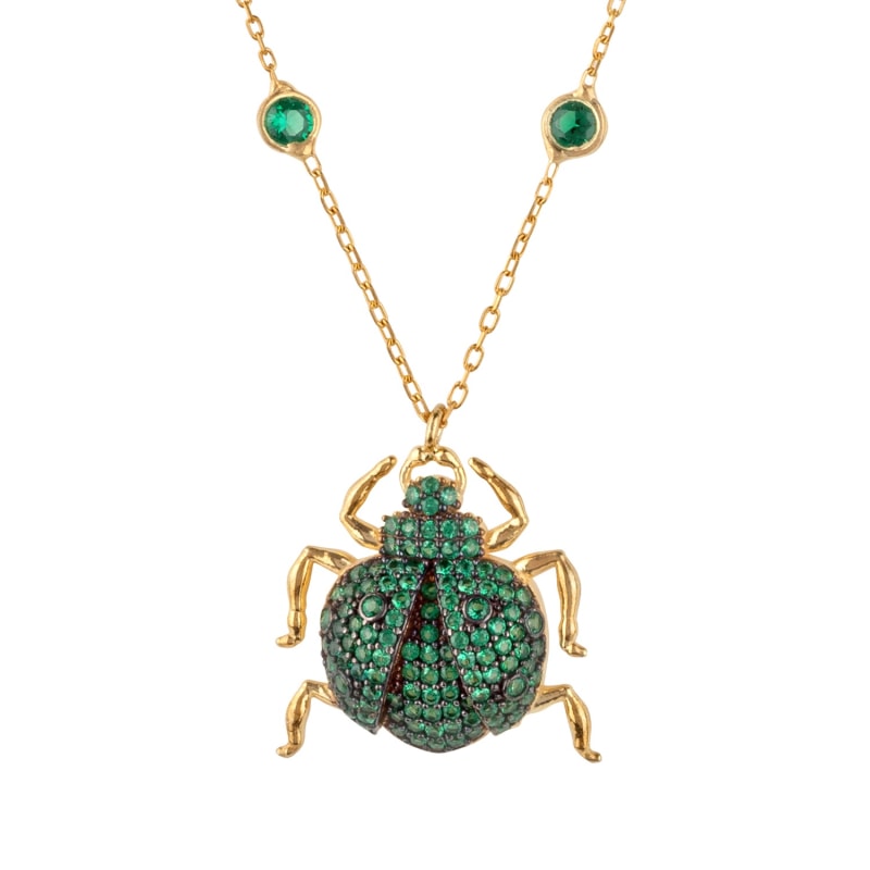 Green pendant cheap necklace gold