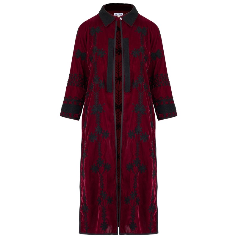 Thumbnail of Suki Burgundy Velvet Coat Dress image