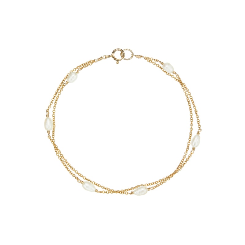 Solid Gold Layered Pearl Bracelet, Lily & Roo