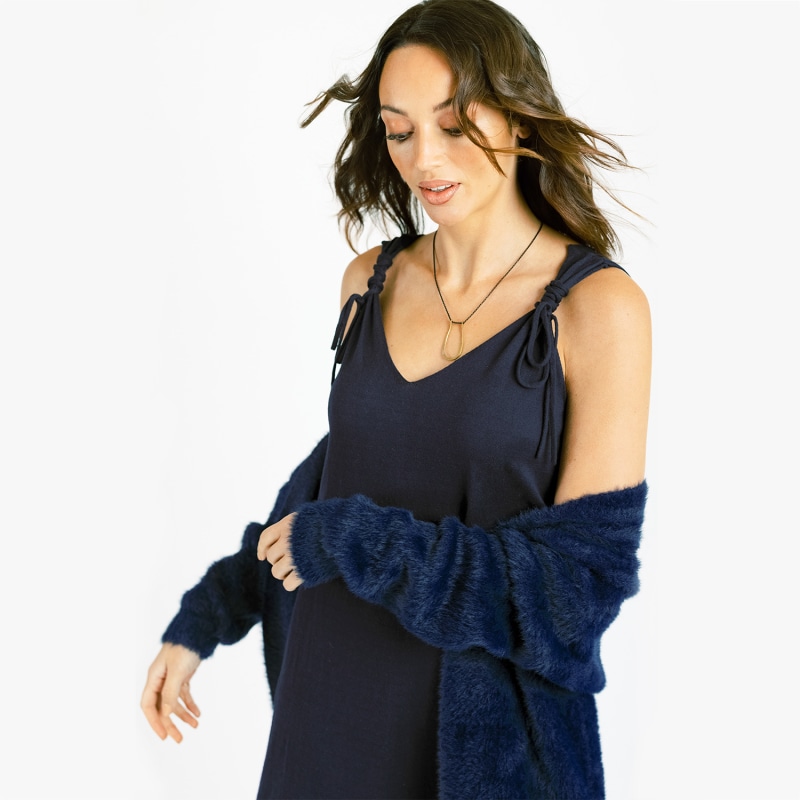 Thumbnail of Cashmere Maxi Slip Dress - Navy Blue image