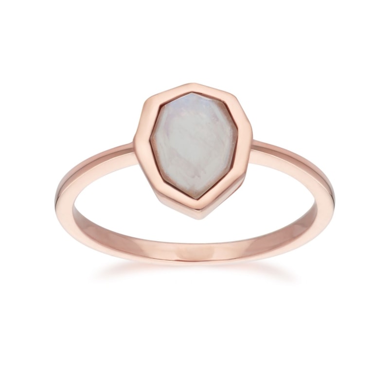 Thumbnail of Irregular Rainbow Moonstone Ring In Rose Gold Plated Silver image