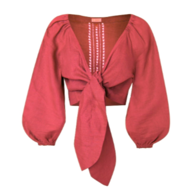 Thumbnail of Veleslava Top With Ties In Scarlet Red image