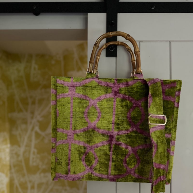 Thumbnail of Velvet Ikat Tote With Bamboo Handles image