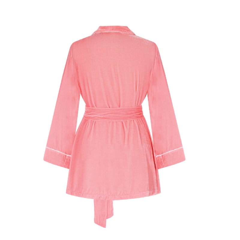 Thumbnail of Velvet  Short Robe With Belt - Cloud Pink image