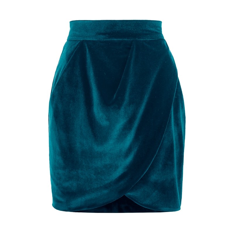 Velvet Wrap Mini Skirt – Turquoise | AVENUE No.29 | Wolf & Badger