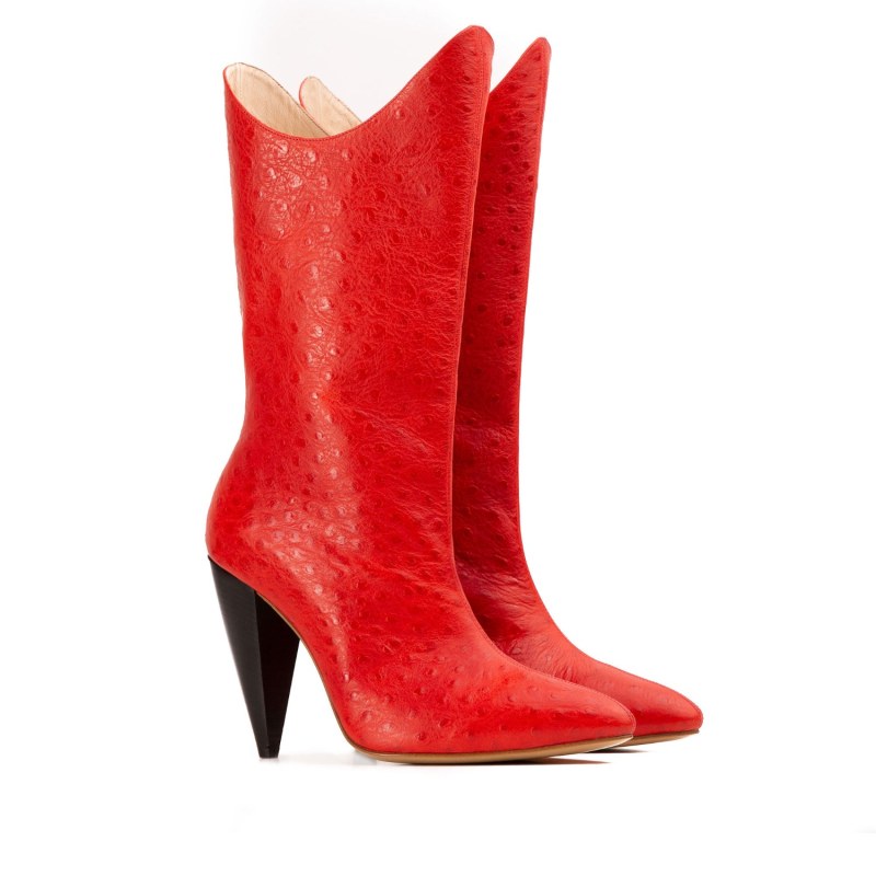 Red cone heel boots best sale