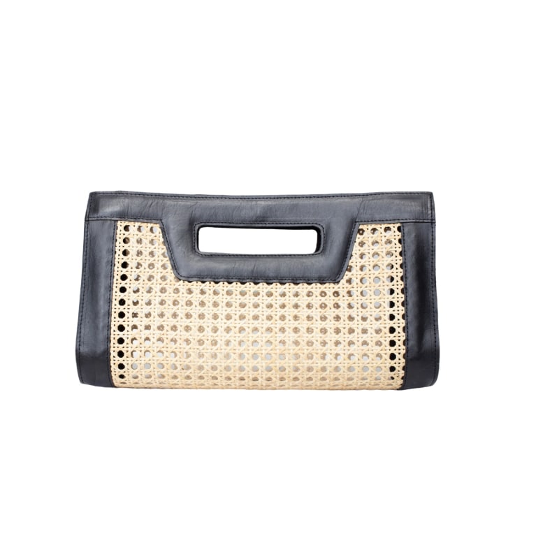 Thumbnail of Venice Long Cane Leather Clutch - Black image