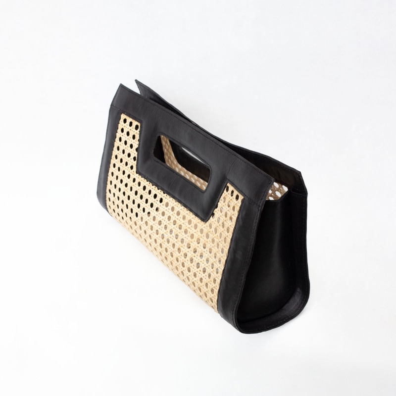 Thumbnail of Venice Long Cane Leather Clutch - Black image