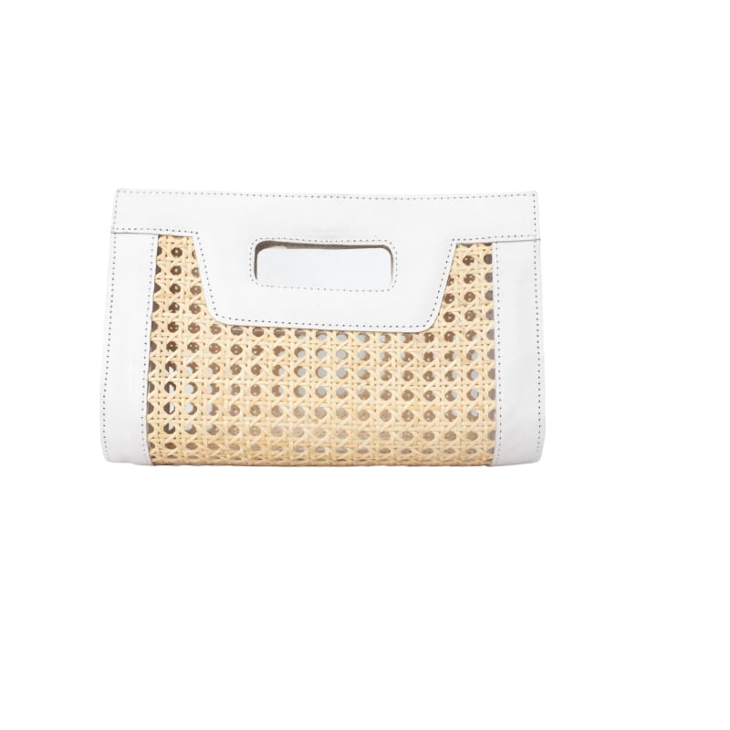 Thumbnail of Venice Mini Cane Leather Clutch - White image