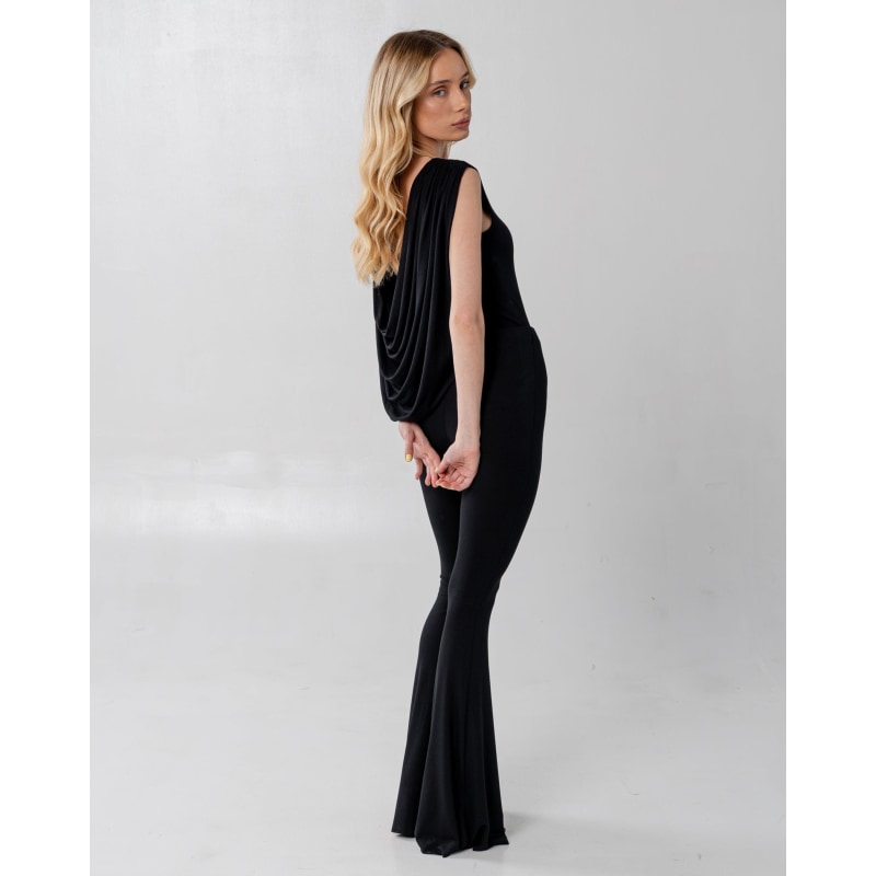 Thumbnail of Venilia Draped Open Back Black Bodysuit image