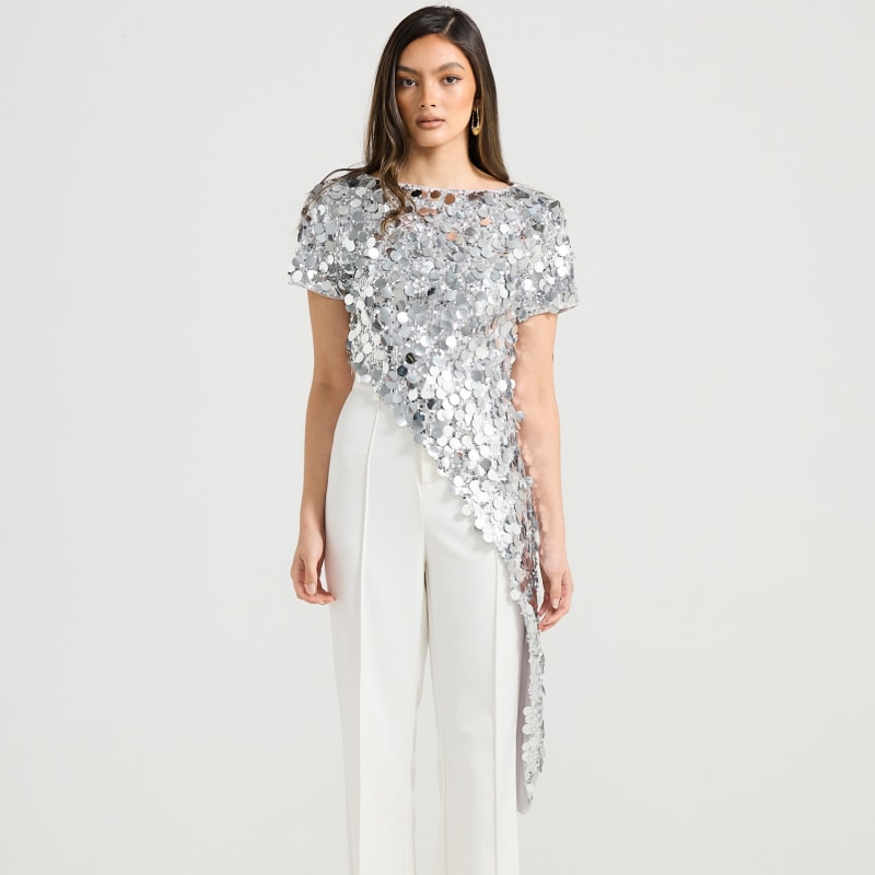 Venus Sequin Top Silver Derma Department Wolf Badger