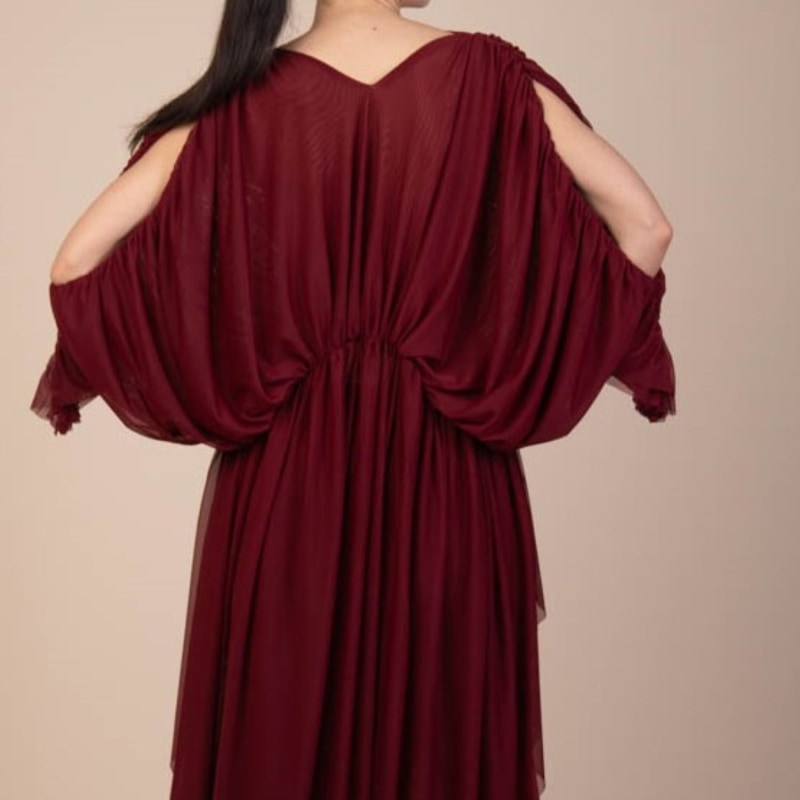 Thumbnail of Verity Tulle Maxi Dress In Burgundy image