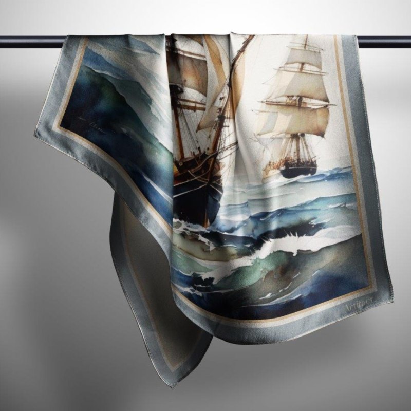 Thumbnail of Vessels Square Silk Scarf image