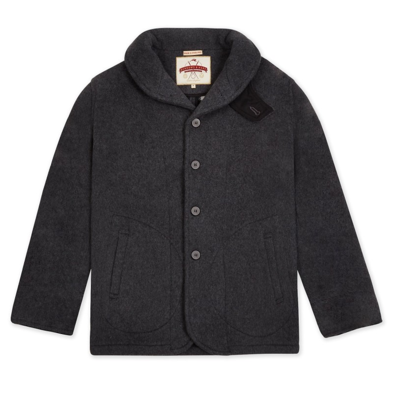 Shawl Collar Jacket - Grey by Burrows & Hare