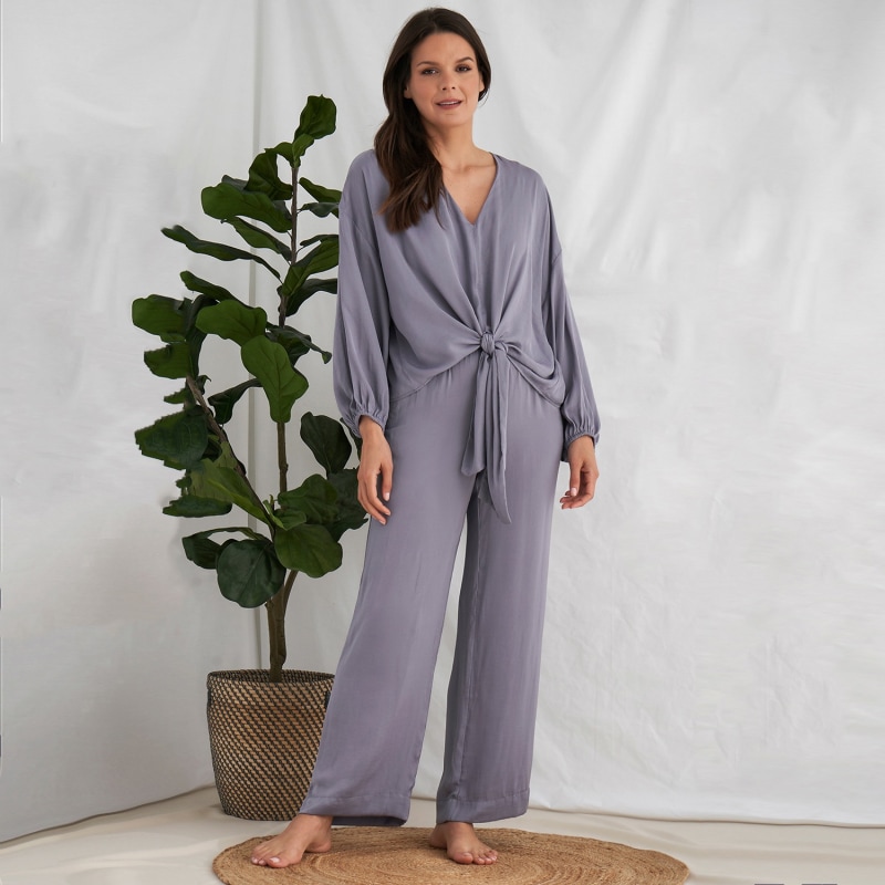 Thumbnail of Satin Loungewear Set In Grey image