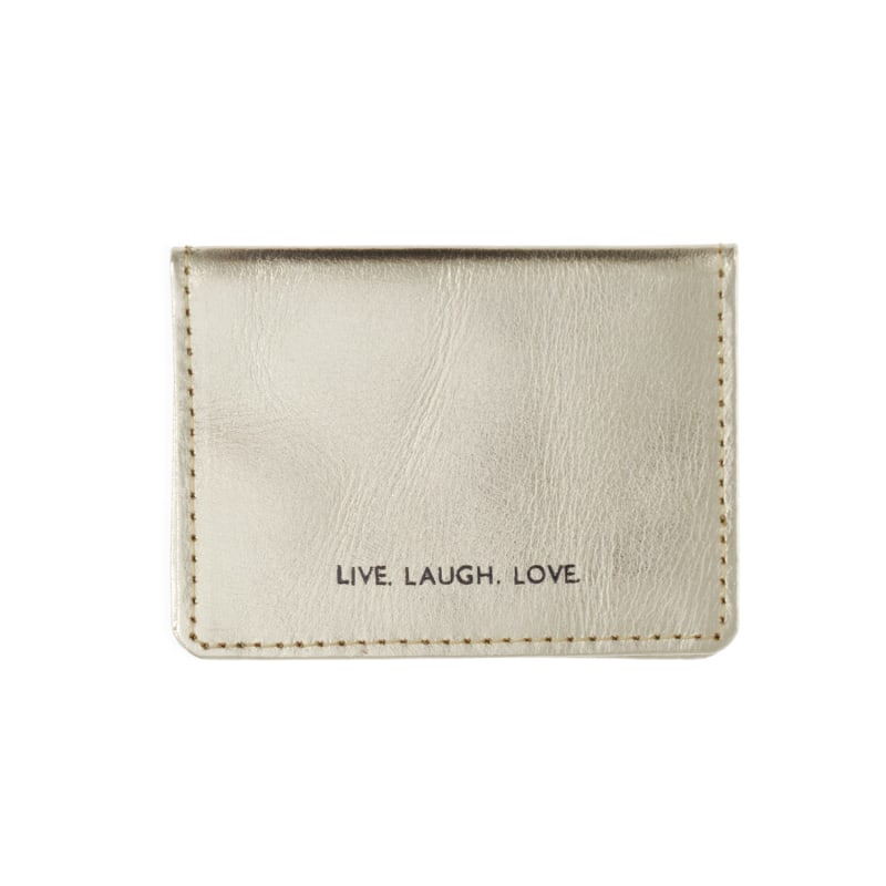 Thumbnail of Live Laugh Love Gold Leather Travel Card Holder image