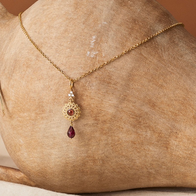 Thumbnail of Filigrana Gold-Plated Garnet Necklace image