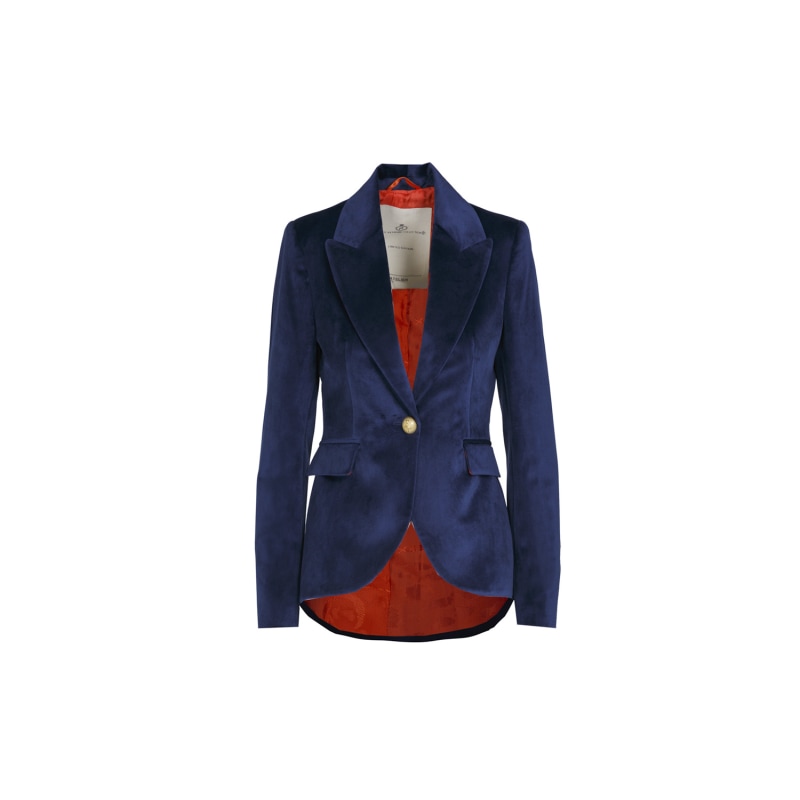 Womens navy blue velvet blazer online