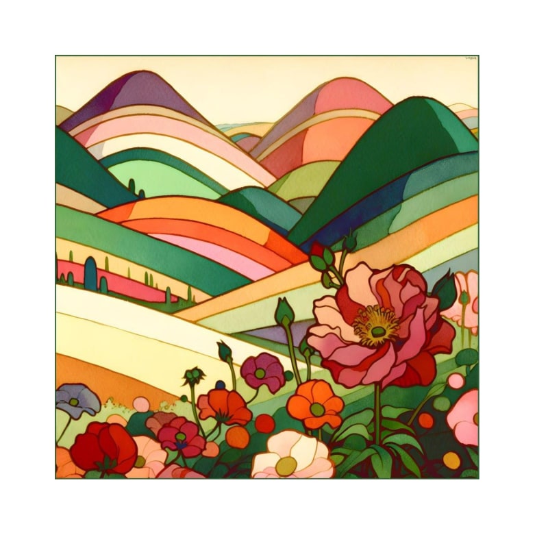 Thumbnail of Vibrant Vista Square Silk Scarf image