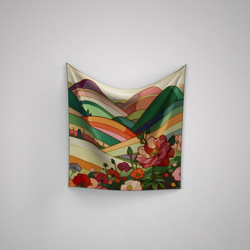 Thumbnail of Vibrant Vista Square Silk Scarf image