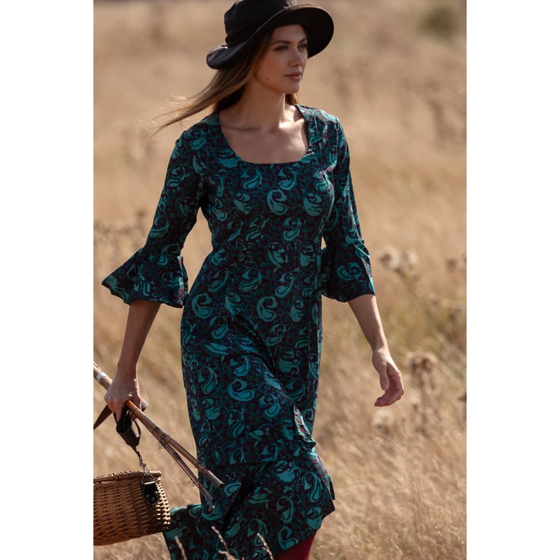 Thumbnail of Victoria Midi Dress Teal & Purple Swirl image