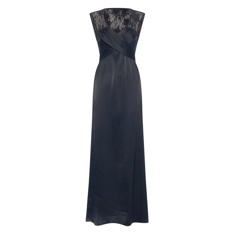 Thumbnail of Victoria Vacationing Black Full Length Gown With Lace Back image