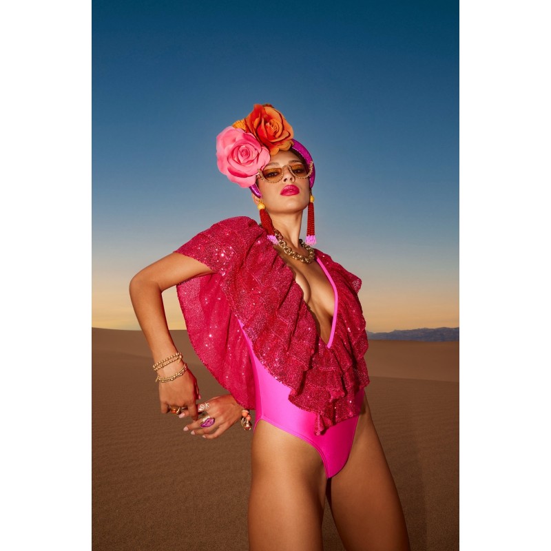 Pink sequin bathing suit shop