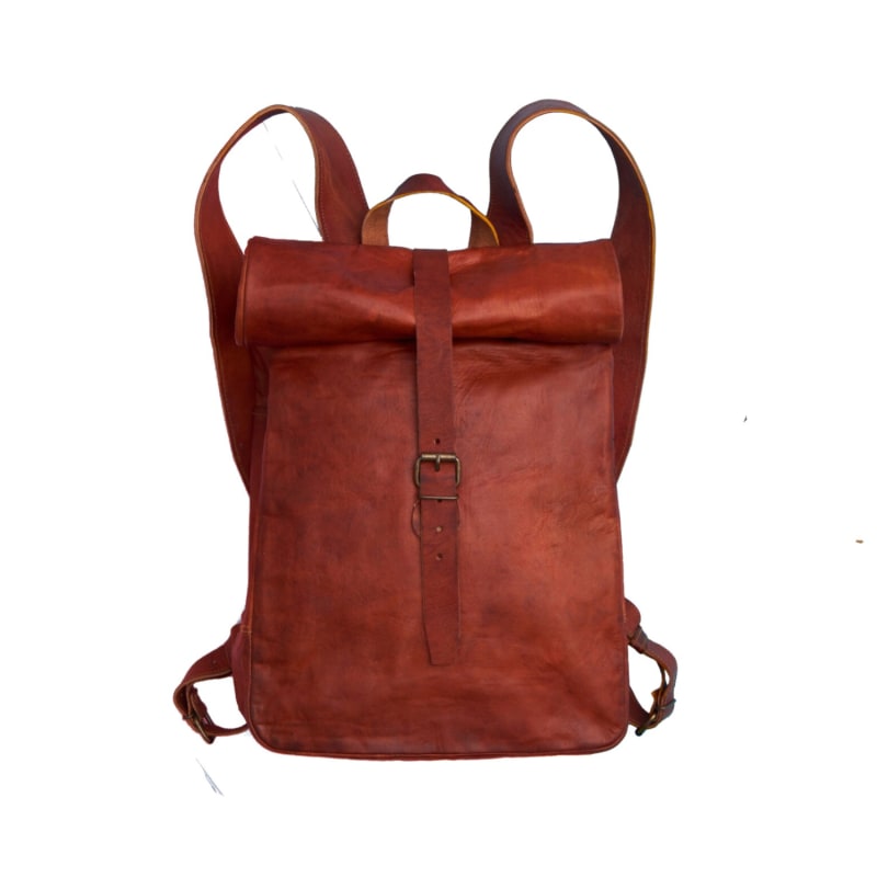 Thumbnail of Vida Vintage Leather Roll Top Backpack image