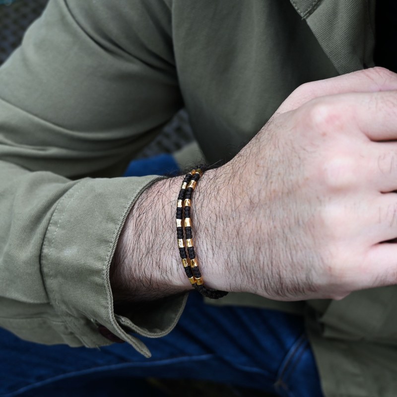 Thumbnail of Viking Gold Brown Rope Bracelet For Men - Handcrafted Authentic Norse Design - Gull image