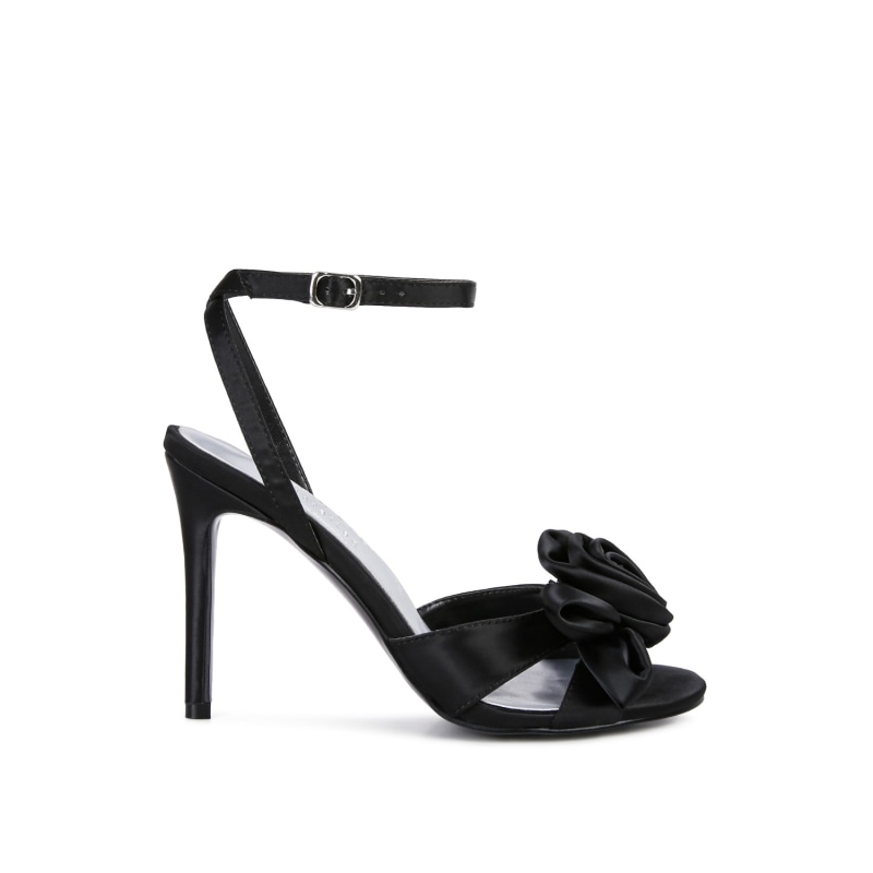 Thumbnail of Chaumet Black Rose Bow Satin Heeled Sandals image