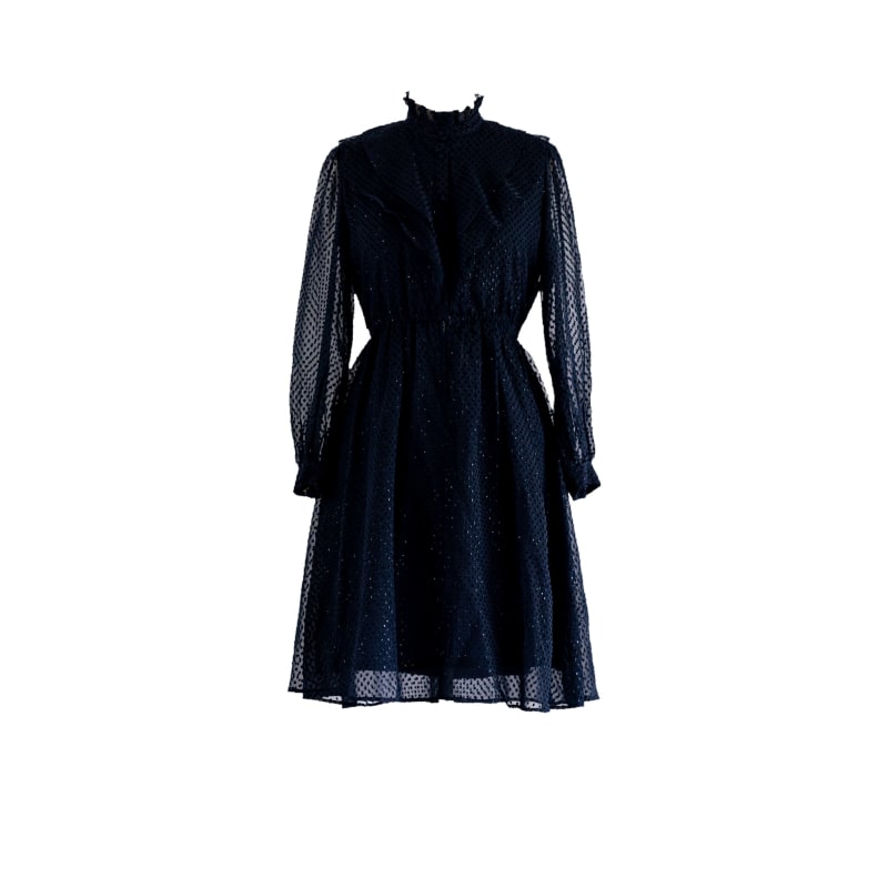 Navy chiffon online midi dress