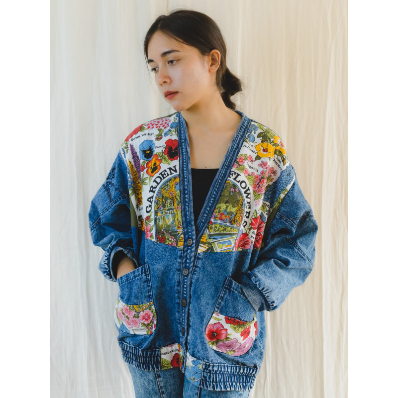 Colourful denim jacket top