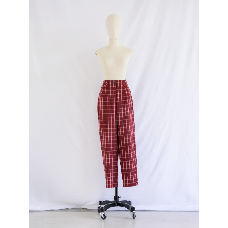 Red plaid pants with zippers hotsell
