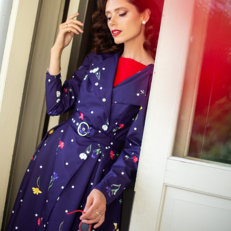 Double Breasted Trench Coat For Spring Violet Bloom by RainSisters