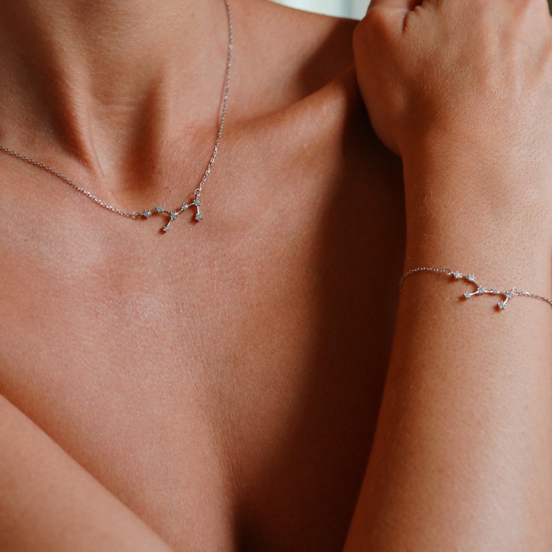 Virgo Zodiac Constellation Necklace In Silver Gold Trip Wolf