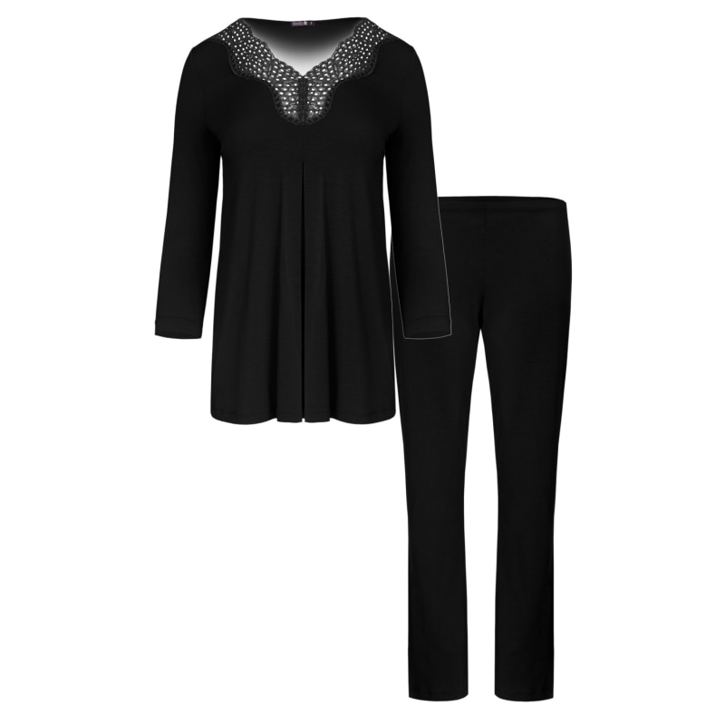 Women s Viscose Pyjamas With Lace Black 3Xl Oh Zuza Night Day