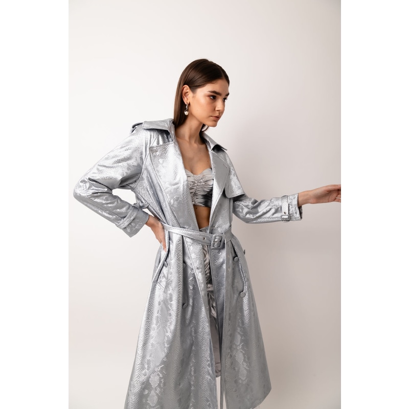 Thumbnail of Vivienne Silver Animal Metallic Trench Coat image