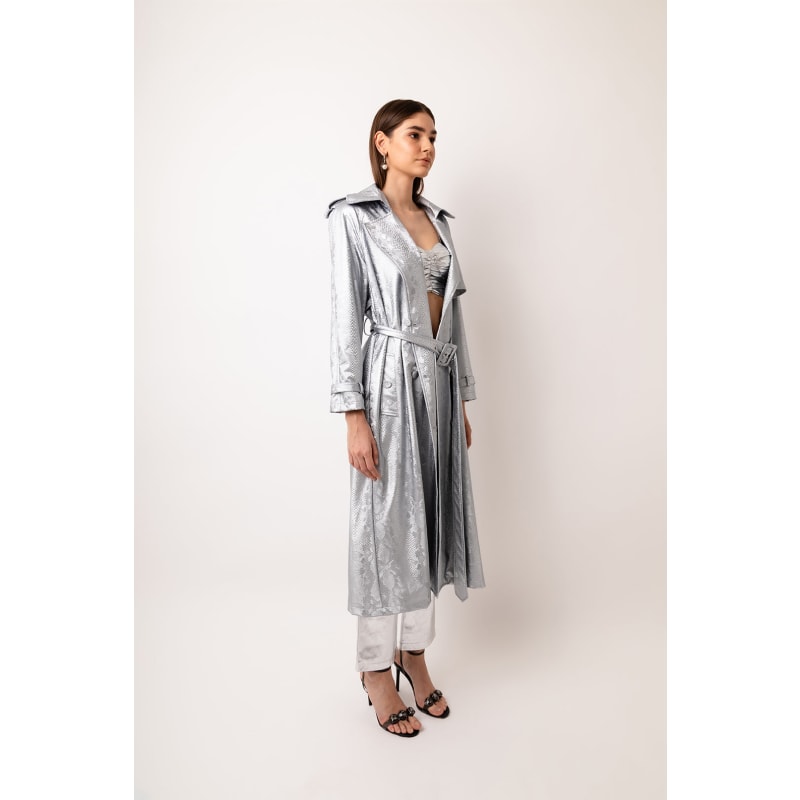 Thumbnail of Vivienne Silver Animal Metallic Trench Coat image