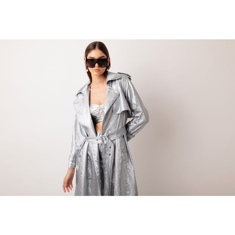 Thumbnail of Vivienne Silver Animal Metallic Trench Coat image