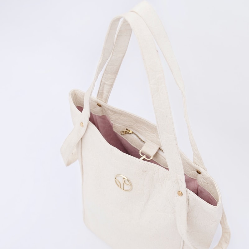 Thumbnail of Tokyo PiñAtex Tote Bag In Latte White image