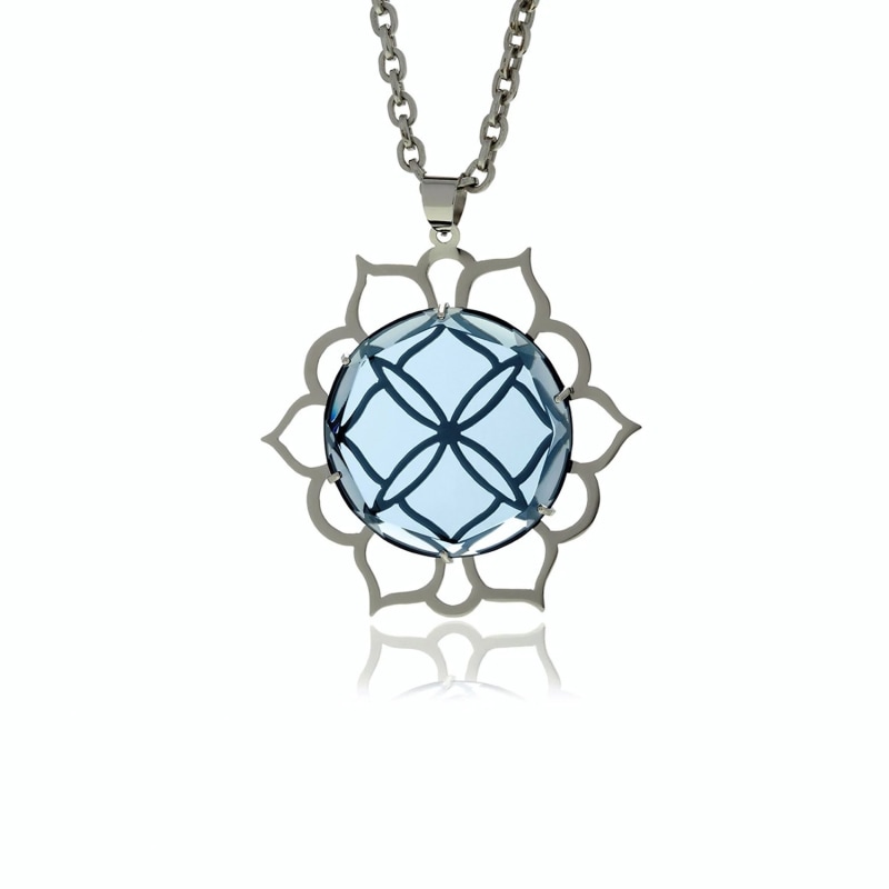 Thumbnail of Signature Silver Crystal Pendant With Blue Crystal image