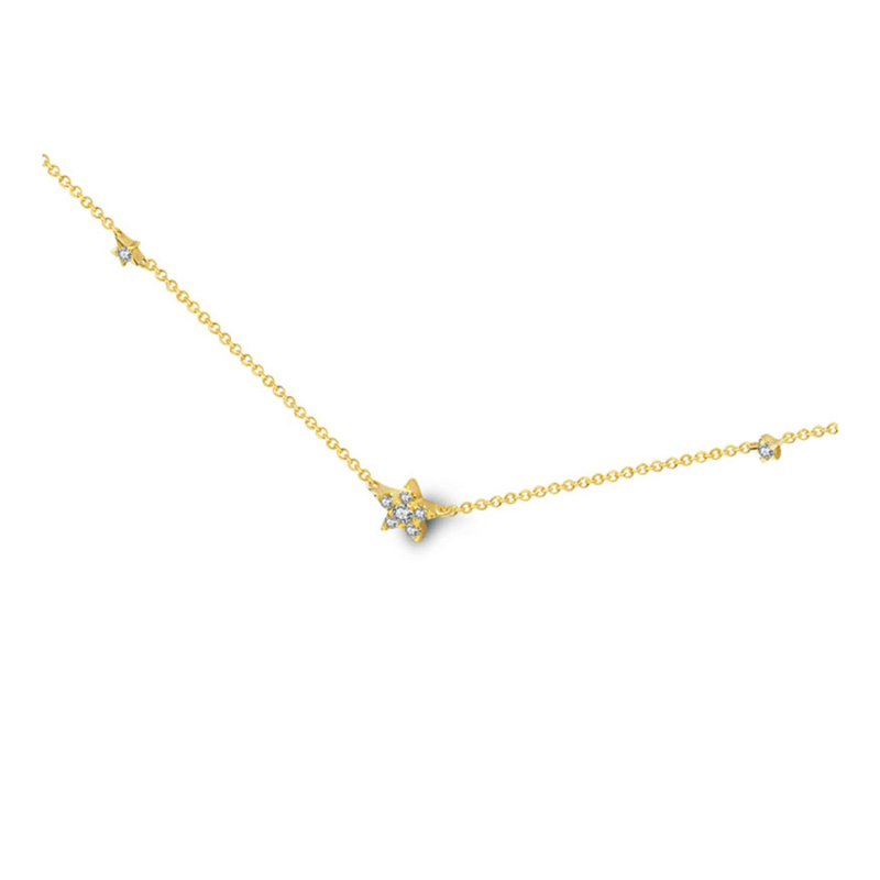 Thumbnail of 18K Yellow Gold Triple Star Shape Diamond Necklace / Choker image