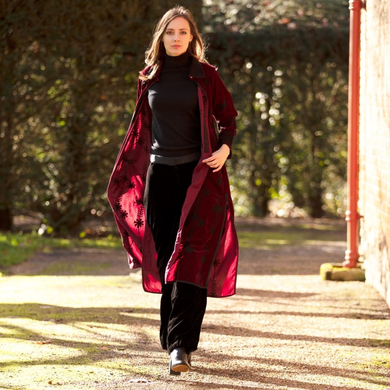 Thumbnail of Suki Burgundy Velvet Coat Dress image