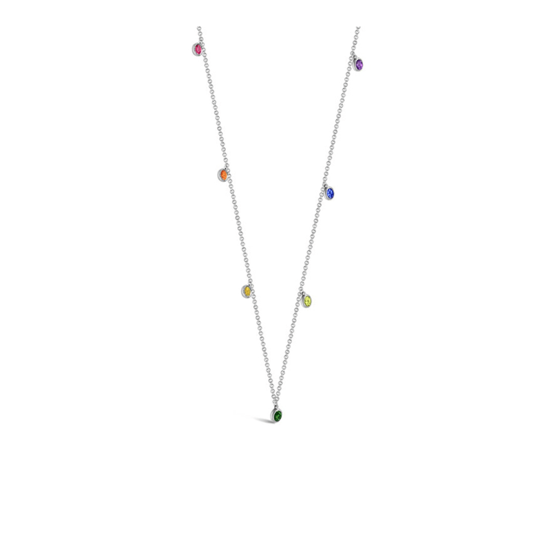 Thumbnail of 18K White Gold Raindow Color Gemstone Necklace / Choker image