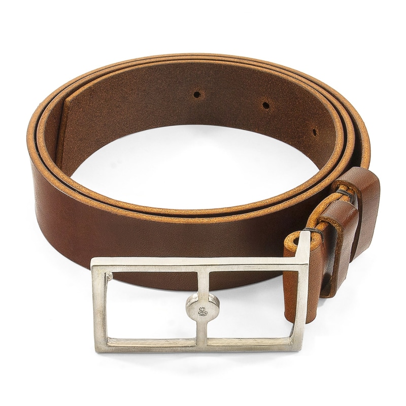 Thumbnail of Papaya Brown Original Belvoir Leather & Nickel Belt image