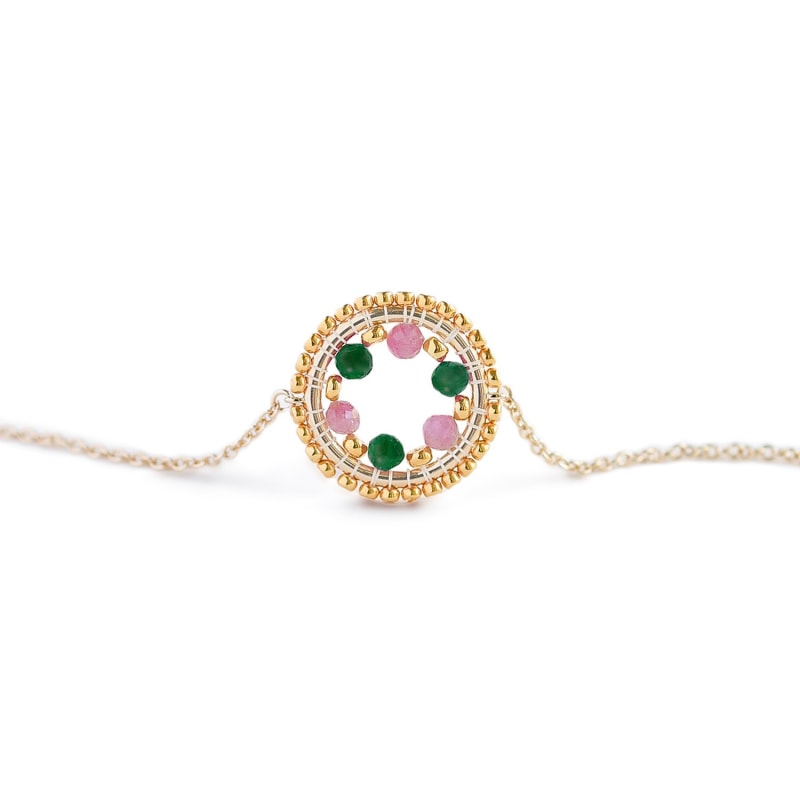 Thumbnail of Celestia Circle Bracelet - Pink Tourmaline + Malachite image