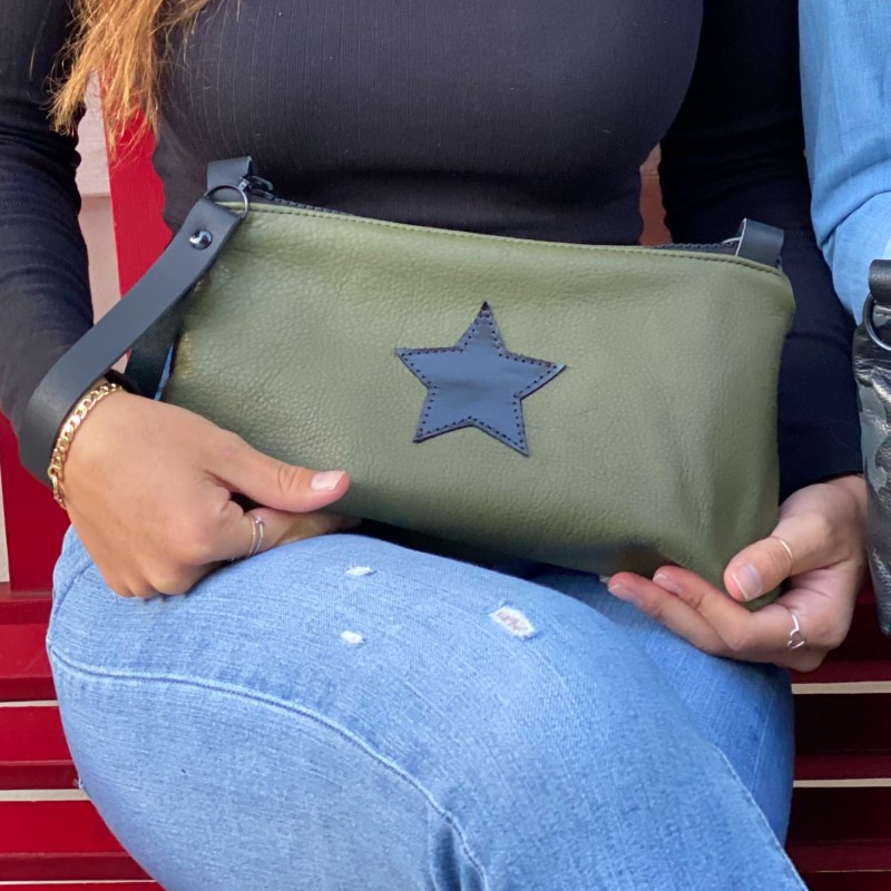 Nancy Crossbody Bag In Olive With Black Star Lynn Tallerico Wolf